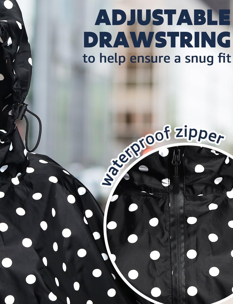 ANYOO Waterproof Rain Poncho Lightweight Reusable Hiking Hooded Coat Jacket for Outdoor Activities(Dot-Black) One Size - Image 5